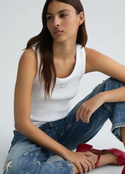 Top in cotone con logo