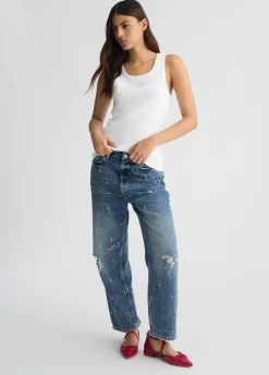 Top in cotone con logo