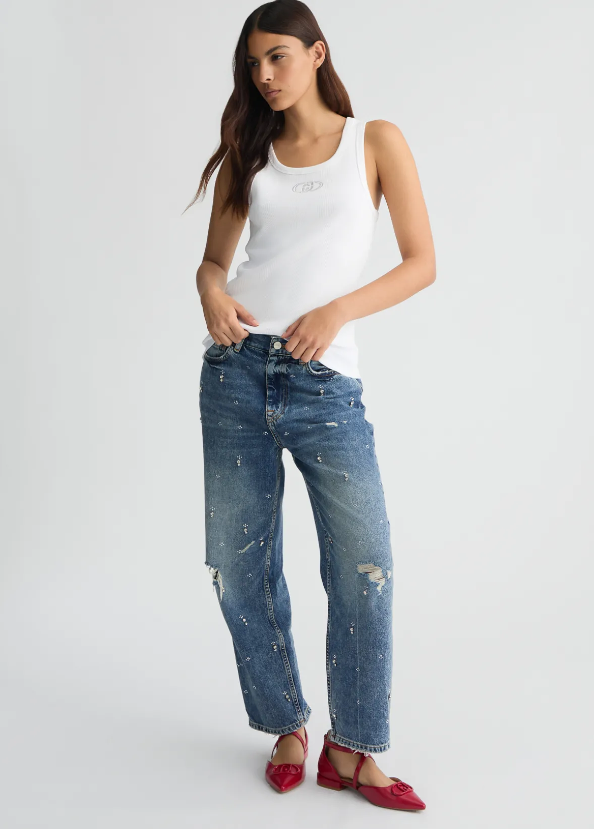 Top in cotone con logo