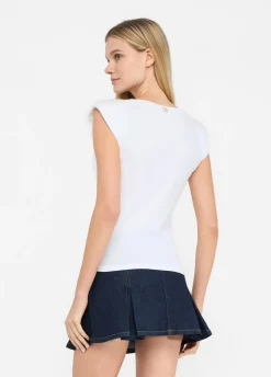 Top in cotone con strass