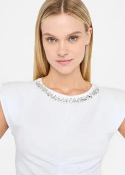 Top in cotone con strass