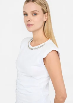 Top in cotone con strass