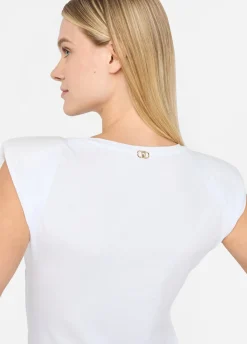 Top in cotone con strass