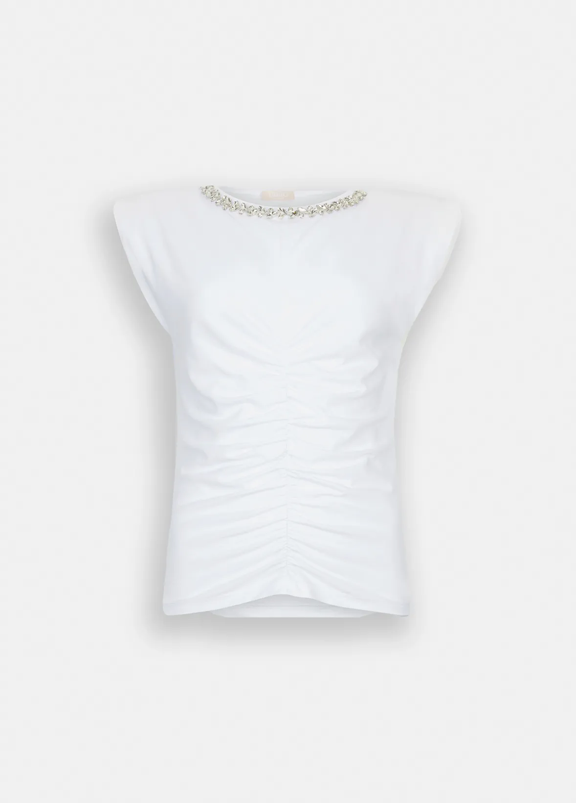 Top in cotone con strass
