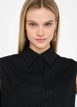 Top in cotone con strass