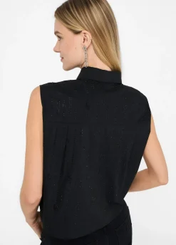 Top in cotone con strass