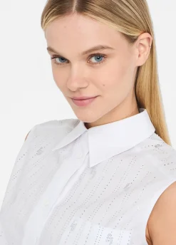 Top in cotone con strass