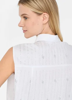 Top in cotone con strass