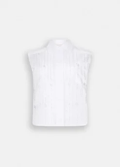 Top in cotone con strass