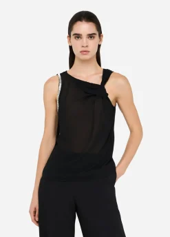 Top in cotone e georgette
