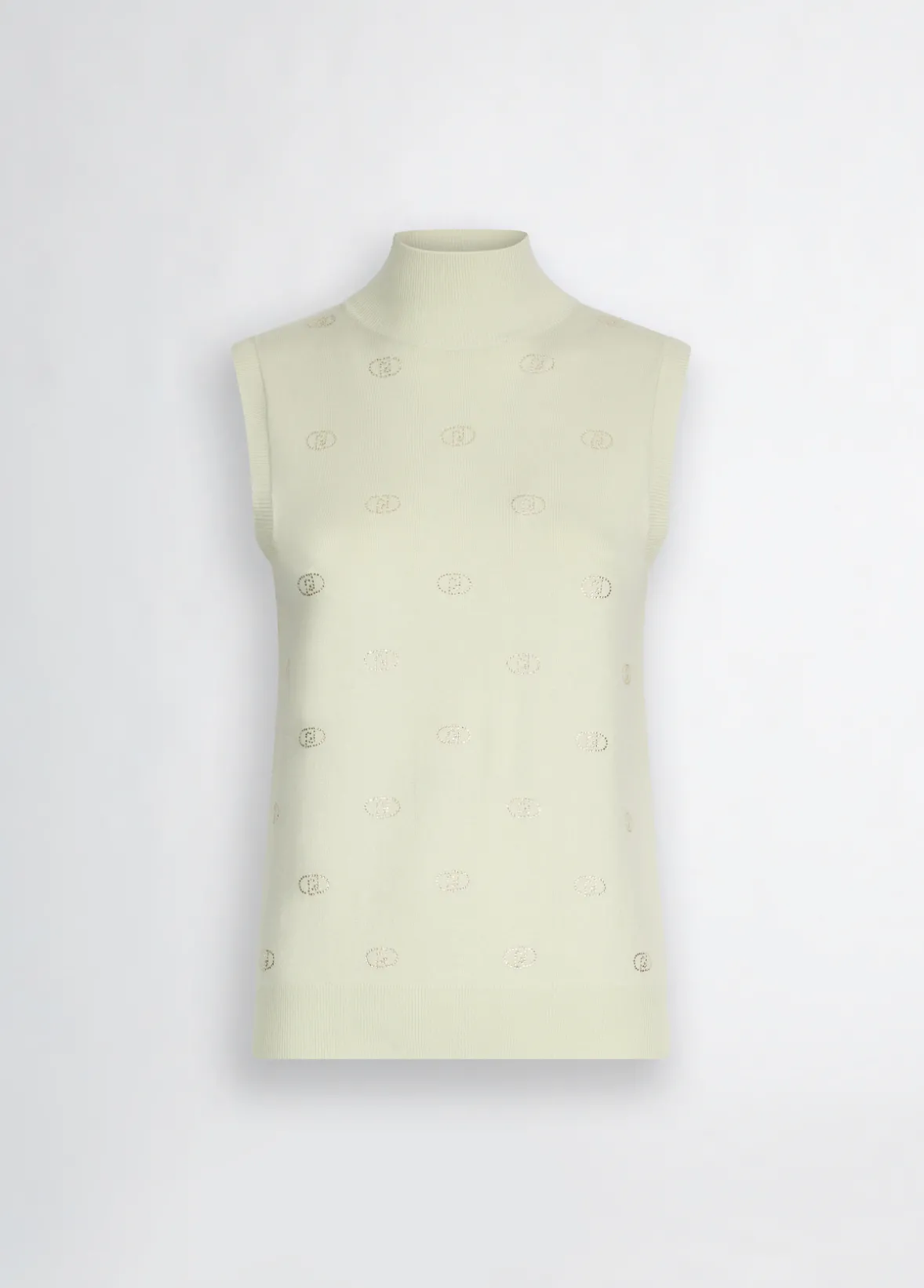 Top in maglia con logo e strass