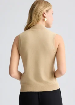 Top in maglia con logo e strass