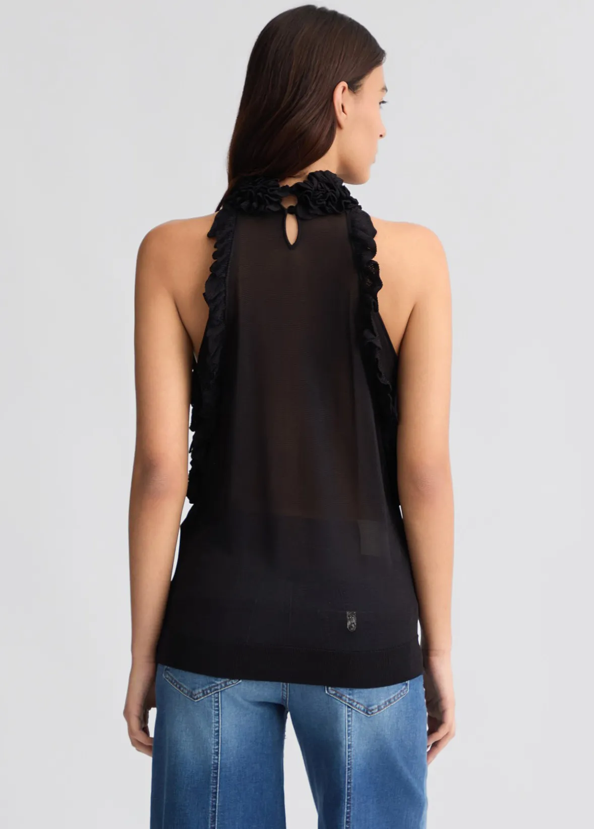 Top in maglia con rouches