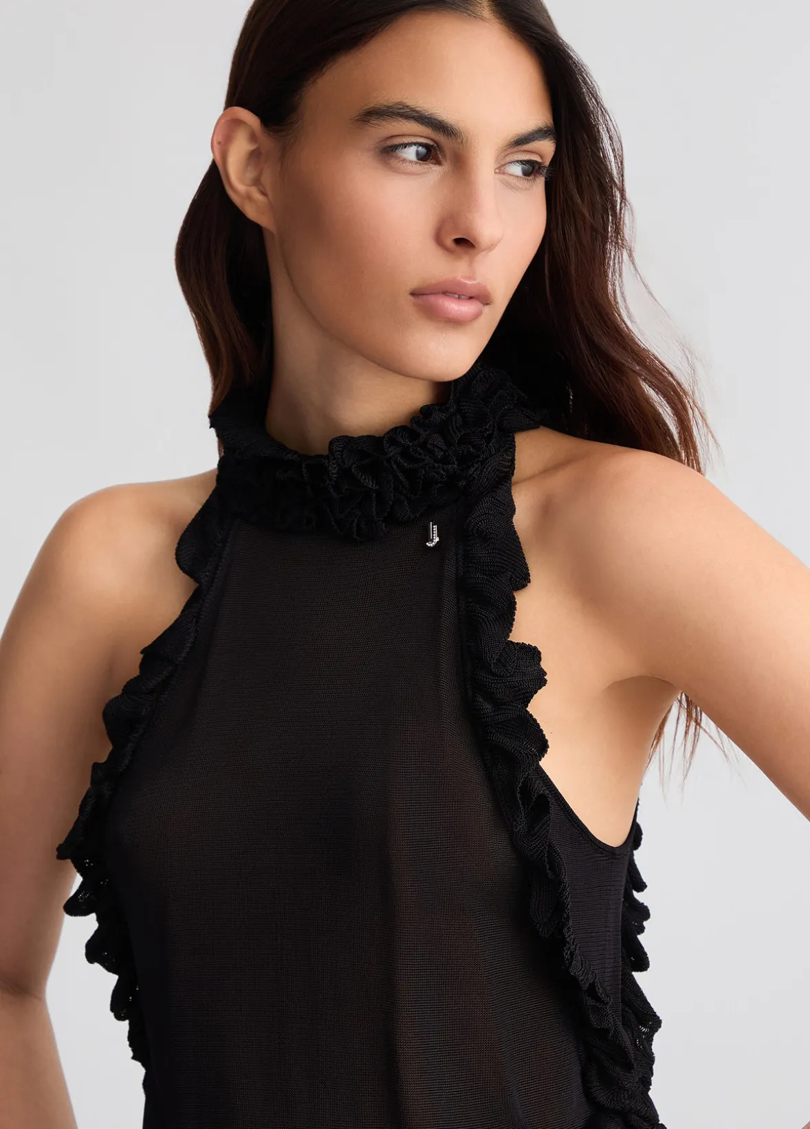 Top in maglia con rouches