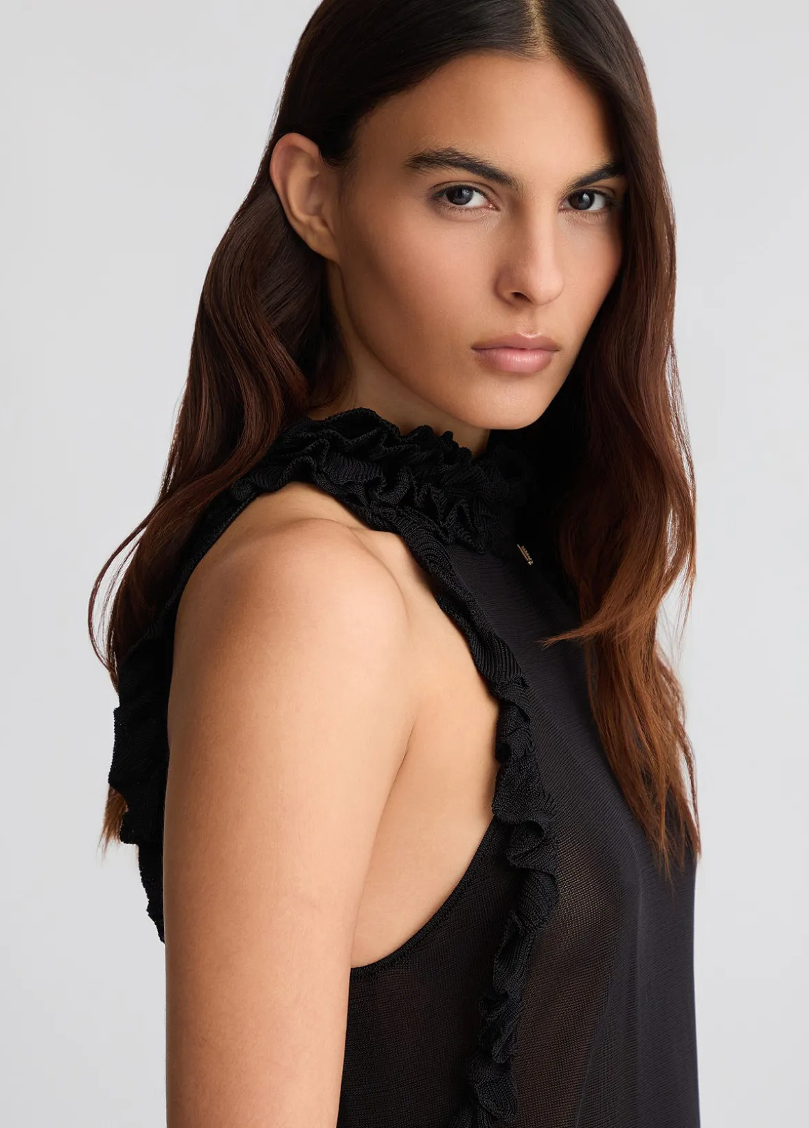 Top in maglia con rouches