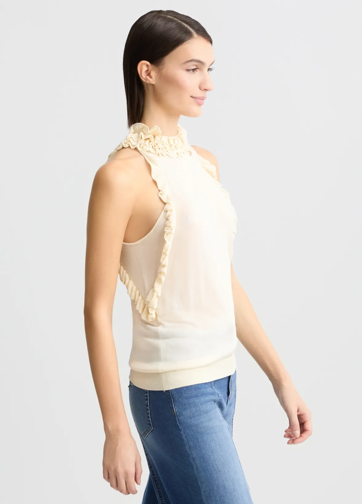 Top in maglia con rouches