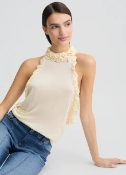 Top in maglia con rouches