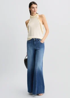 Top in maglia con rouches