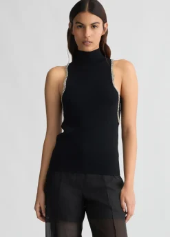 Top in maglia con strass