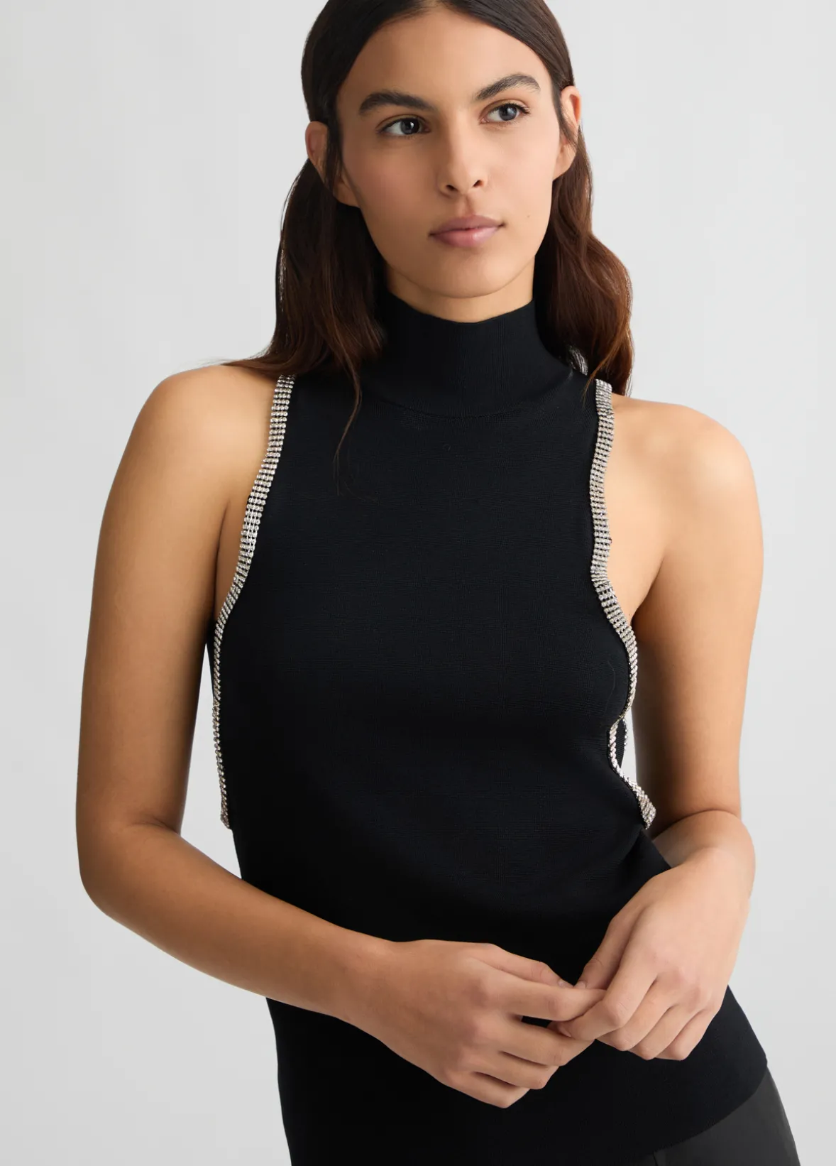 Top in maglia con strass