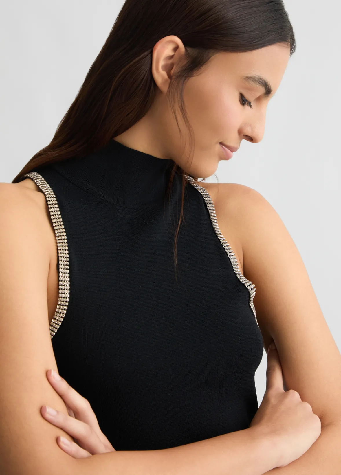 Top in maglia con strass