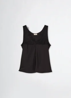 Top in raso con pizzo