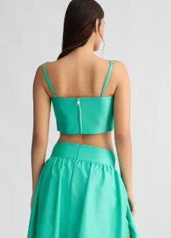 Top turchese con fiocco