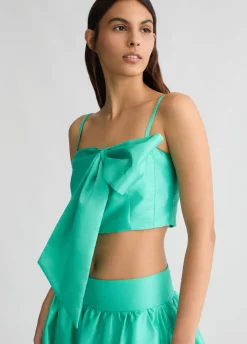 Top turchese con fiocco