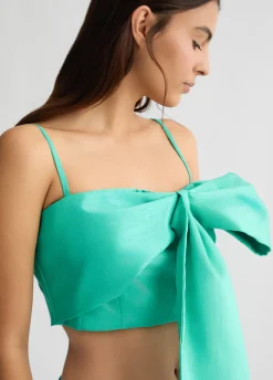 Top turchese con fiocco