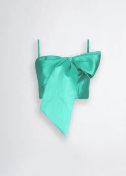 Top turchese con fiocco