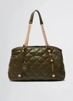 Tote bag media matelassé con charm
