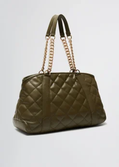 Tote bag media matelassé con charm