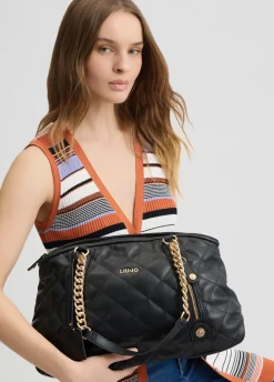 Tote bag media matelassé con charm