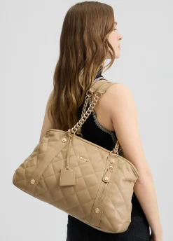 Tote bag media matelassé con charm