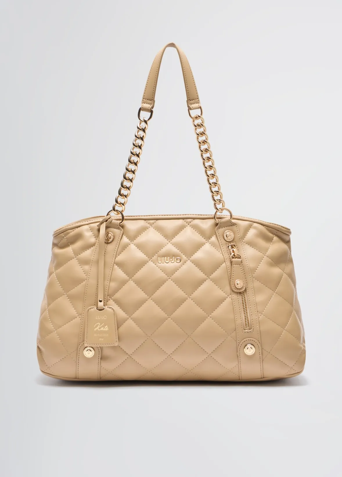 Tote bag media matelassé con charm