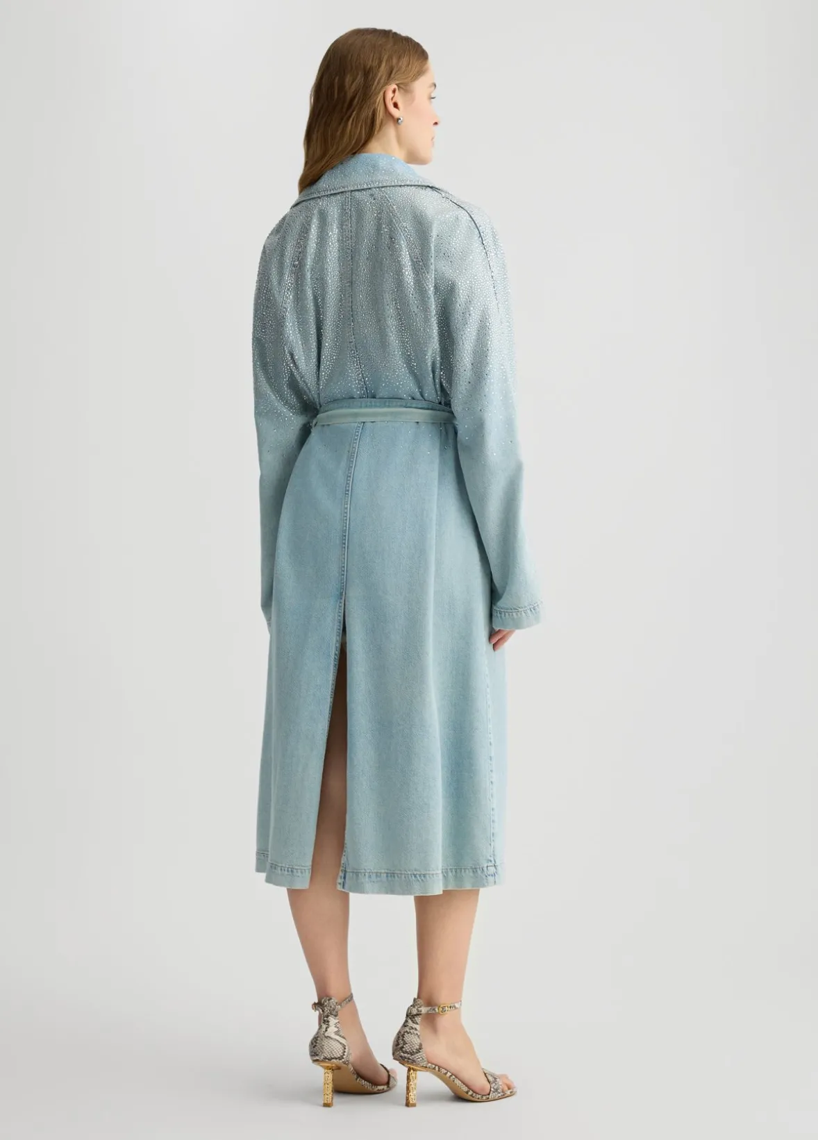 Trench in denim con strass