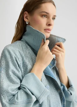 Trench in denim con strass