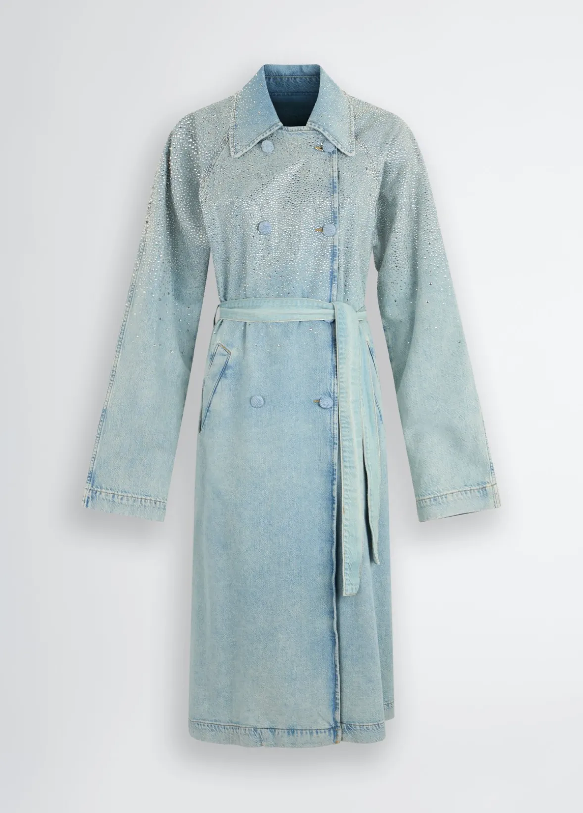 Trench in denim con strass