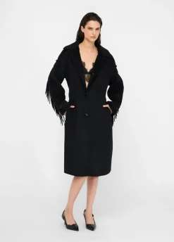 Trench in lana con frange