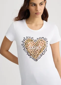 T-shirt con cuore animalier