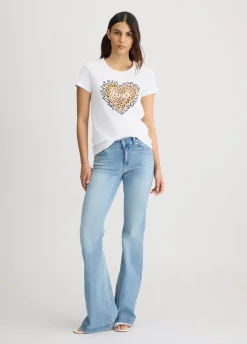 T-shirt con cuore animalier