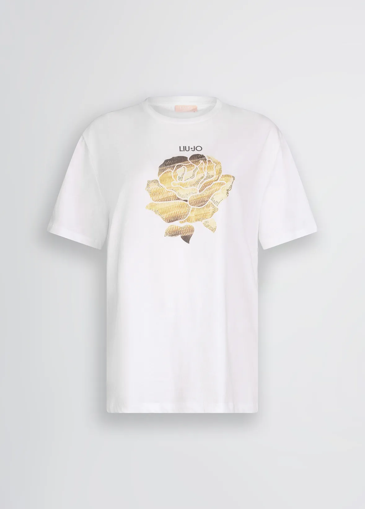 T-shirt con fiore e strass
