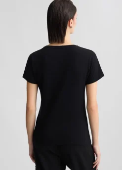 T-shirt con logo e strass