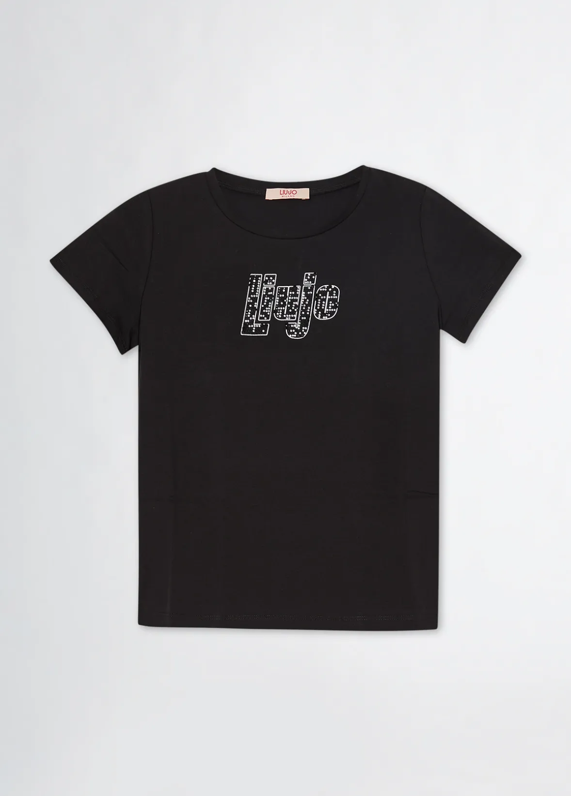 T-shirt con logo e strass