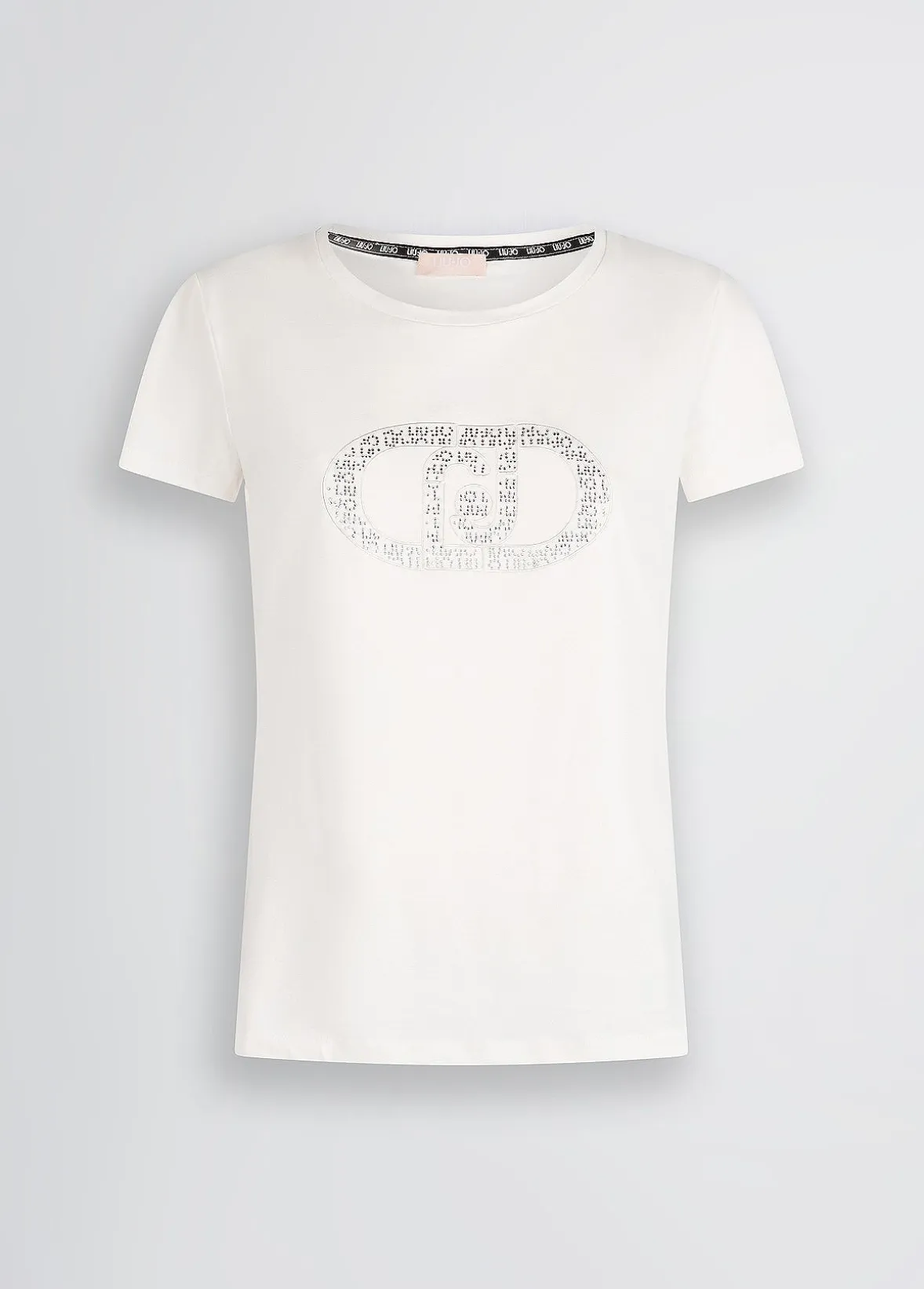 T-shirt con logo e strass