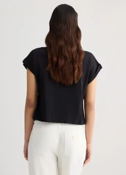 T-shirt con logo e strass