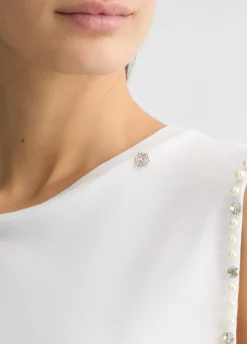 T-shirt con perle e strass