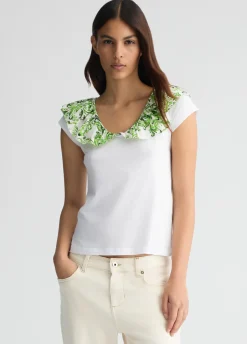 T-shirt con rouches stampata