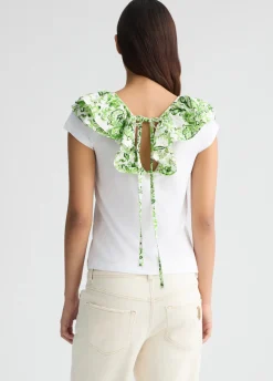 T-shirt con rouches stampata
