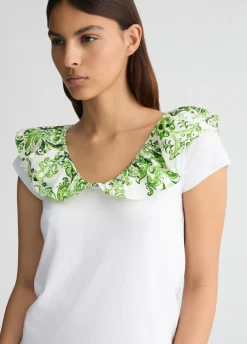 T-shirt con rouches stampata